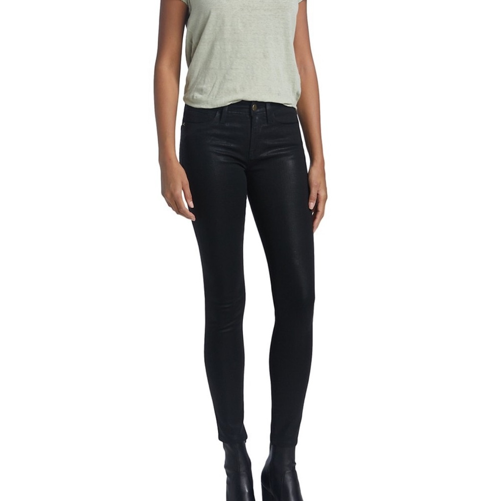 NWT Frame Denim Le Skinny De Jeanne Mid-Rise Black Jeans in Size 24